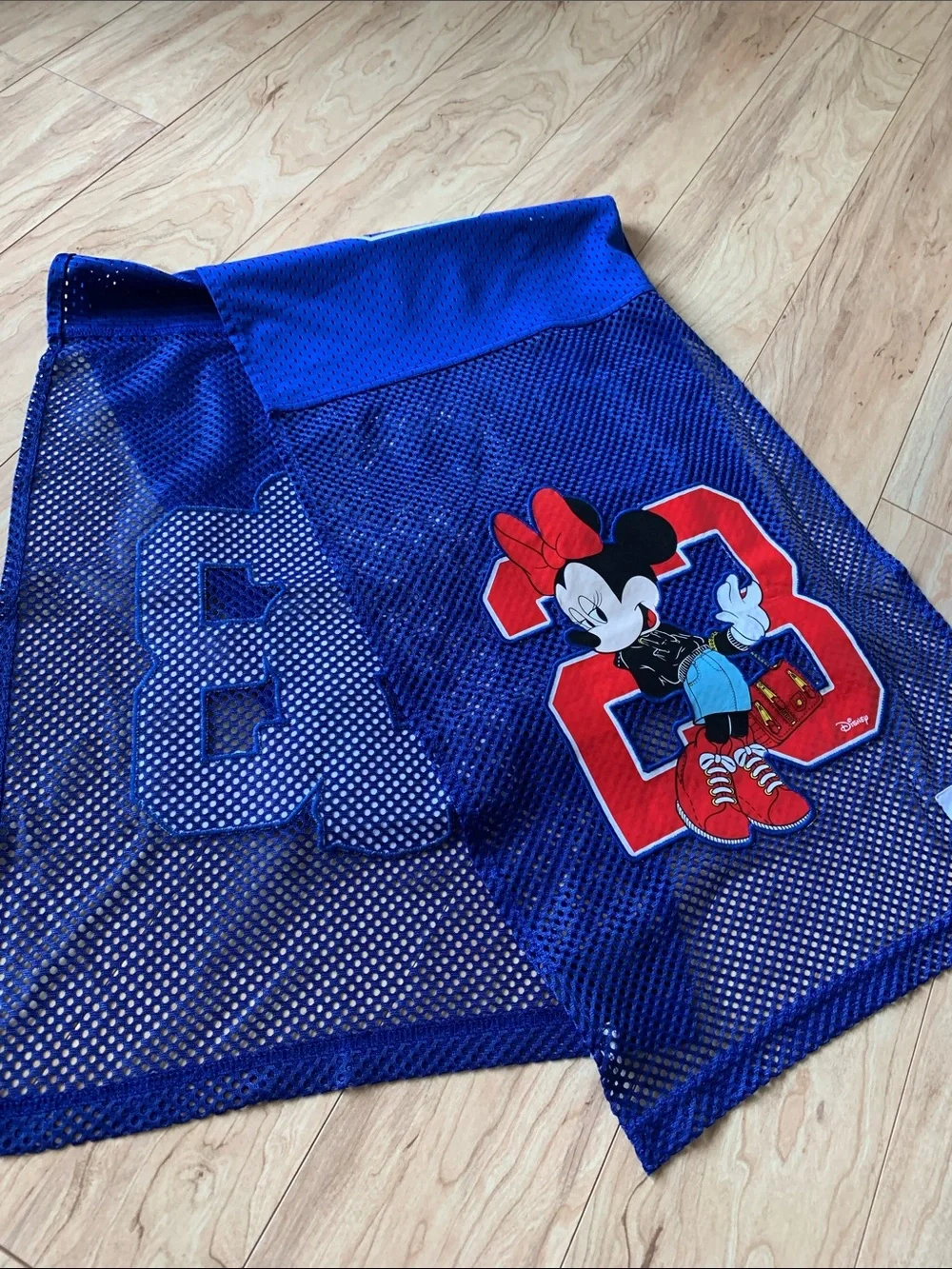 Moschino H&M Disney Blue Mesh Scarf with Mickey & Minnie Graphics